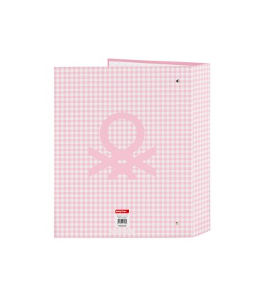 Carpeta carton folio 4 anillas safta lomo ancho benetton vichy 270x60x330 mm