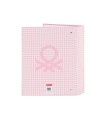 Carpeta carton folio 4 anillas safta lomo ancho benetton vichy 270x60x330 mm