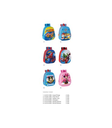 Expositor escolar safta mochilas 3d surtidas 650x280x1580 mm