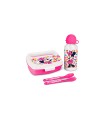 Set de botella y sandwichera + cubiertos safta escolar 210x70x180 mm minnie mouse lucky