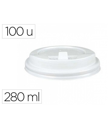 Tapa para vaso bunzl 280 ml poliestireno con orificio paquete de 100 unidades