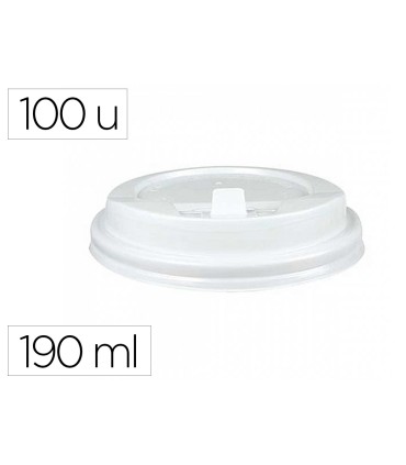 Tapa para vaso bunzl 190 ml poliestireno con orificio paquete de 100 unidades