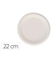 Plato fibra caña azucar bunzl biodegradable 22 cm diametro apto alimentos frios y calientes color blanco