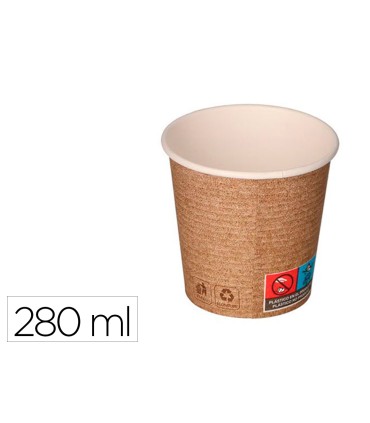 Vaso de papel kraft bunzl reciclable pefc 280 ml apto bebidas frias y calientes paquete de 50 unidades