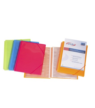 Carpeta pardo escaparate con espiral 30 fundas folio personalizable color lila