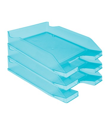 Bandeja sobremesa plastico q connect turquesa transparente 240x70x340 mm