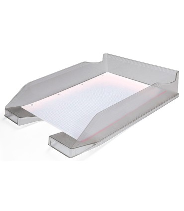 Bandeja sobremesa plastico q connect gris oscuro transparente 240x70x340 mm