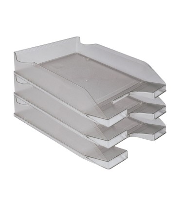 Bandeja sobremesa plastico q connect gris oscuro transparente 240x70x340 mm