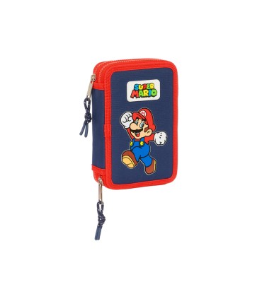 Plumier escolar safta doble pequeno 28 piezas super mario world 195x125x40 mm