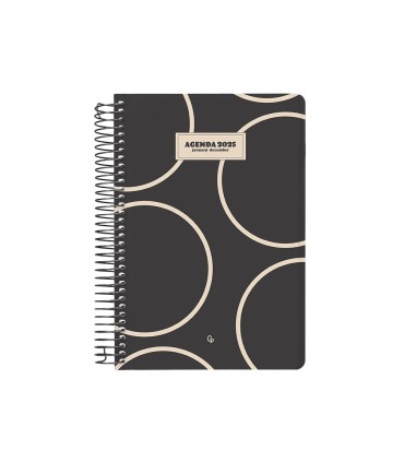 Agenda espiral liderpapel clas sic a6 2025 dia pagina blanco y negro 2 papel 70 gr