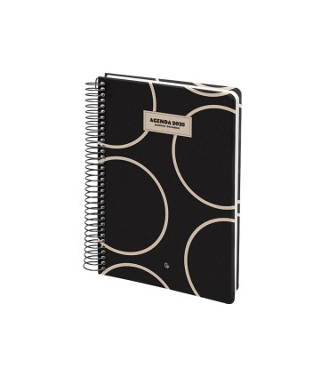 Agenda espiral liderpapel clas sic a6 2025 dia pagina blanco y negro 2 papel 70 gr