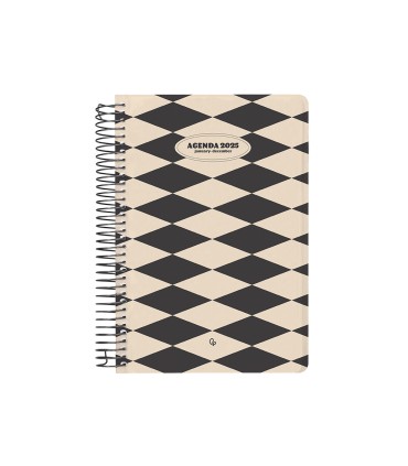 Agenda espiral liderpapel clas sic a6 2025 semana vista blanco y negro 1 papel 70 gr