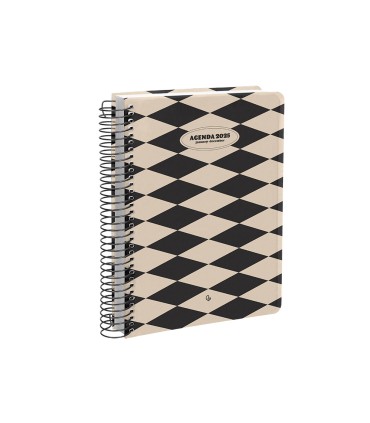 Agenda espiral liderpapel clas sic a6 2025 semana vista blanco y negro 1 papel 70 gr