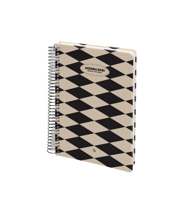 Agenda espiral liderpapel clas sic a6 2025 semana vista blanco y negro 1 papel 70 gr