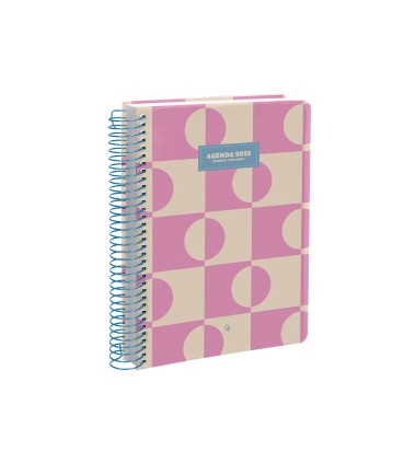 Agenda espiral liderpapel clas sic a6 2025 semana vista color rosa papel 70 gr