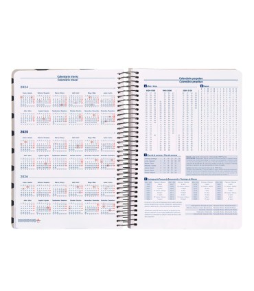 Agenda espiral liderpapel clas sic a5 2025 semana vista blanco y negro 1 papel 70 gr