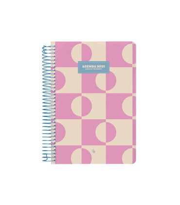 Agenda espiral liderpapel clas sic a5 2025 semana vista color rosa papel 70 gr