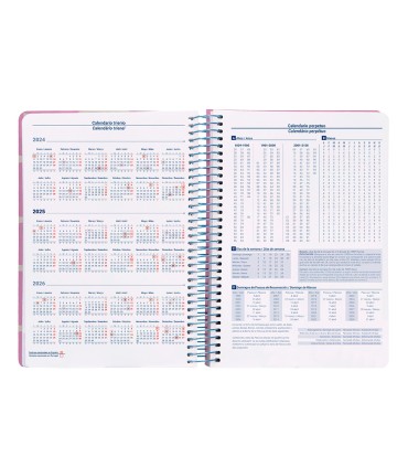 Agenda espiral liderpapel clas sic a5 2025 semana vista color rosa papel 70 gr