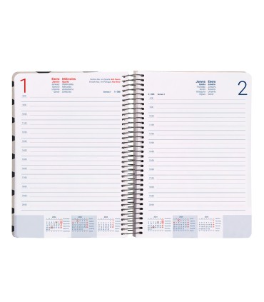 Agenda espiral liderpapel clas sic a5 2025 dia pagina blanco y negro 1 papel 70 gr