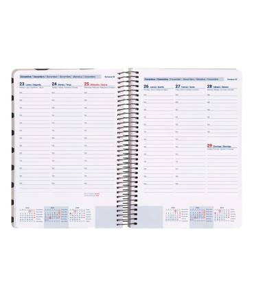 Agenda espiral liderpapel clas sic a4 2025 semana vista blanco y negro 1 papel 70 gr