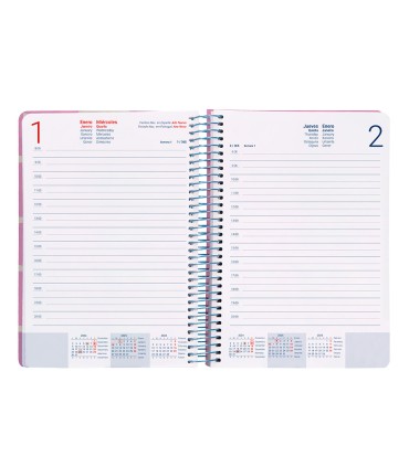 Agenda espiral liderpapel clas sic a4 2025 dia pagina color rosa papel 70 gr