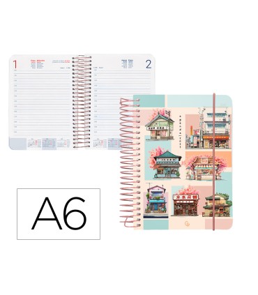 Agenda espiral liderpapel sant orini a6 2025 dp ws mosaico papel 60 gr