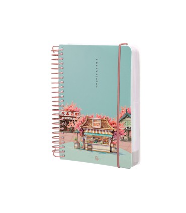 Agenda espiral liderpapel sant orini a6 2025 dia pagina cherry blossoms papel 60 gr