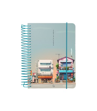 Agenda espiral liderpapel sant orini a6 2025 dia pagina street view papel 60 gr