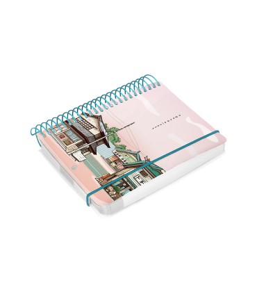 Agenda espiral liderpapel sant orini a6 2025 dia pagina atardecer rosa papel 60 gr