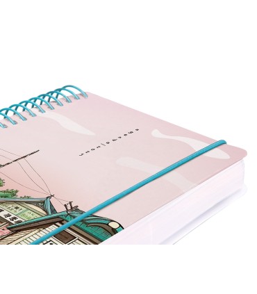 Agenda espiral liderpapel sant orini a6 2025 dia pagina atardecer rosa papel 60 gr