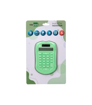 Calculadora liderpapel bolsillo xf42 8 digitos solar y pilas color verde 94x595x105mm