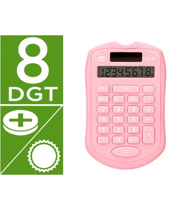 Calculadora liderpapel bolsillo xf41 8 digitos solar y pilas color rosa 94x595x105mm