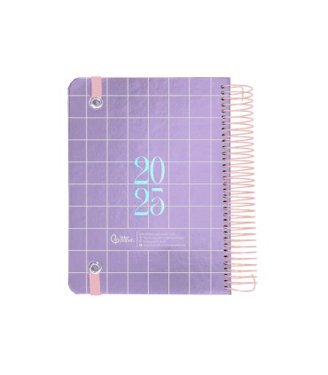 Agenda espiral liderpapel kimo los a6 2025 dia pagina malva papel 70 gr