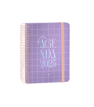 Agenda espiral liderpapel kimo los a6 2025 dia pagina malva papel 70 gr