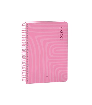 Agenda espiral liderpapel syro s a5 2025 dia pagina color rosa papel 60 gr catalan