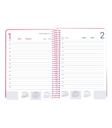 Agenda espiral liderpapel syro s a5 2025 dia pagina color rosa papel 60 gr catalan