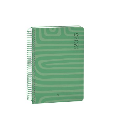 Agenda espiral liderpapel syro s a5 2025 dia pagina color verde papel 60 gr catalan