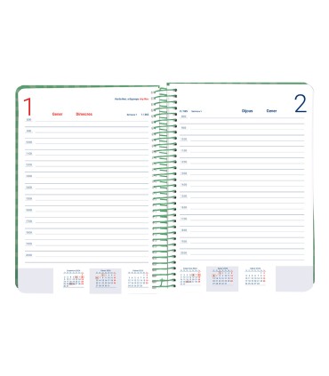 Agenda espiral liderpapel syro s a5 2025 dia pagina color verde papel 60 gr catalan