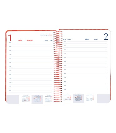 Agenda espiral liderpapel syro s a5 2025 dia pagina color rojo papel 60 gr catalan