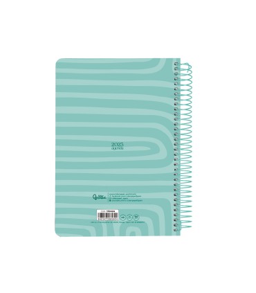 Agenda espiral liderpapel syro s a5 2025 dia pagina color turquesa papel 60 gr