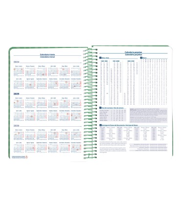 Agenda espiral liderpapel syro s a5 2025 dia pagina color verde papel 60 gr