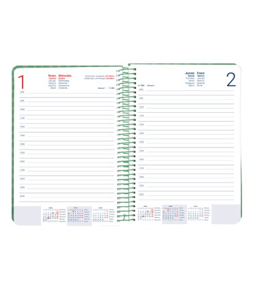 Agenda espiral liderpapel syro s a5 2025 dia pagina color verde papel 60 gr