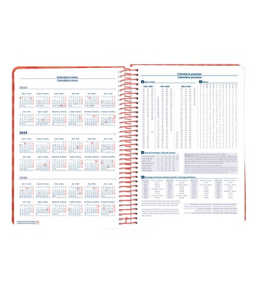 Agenda espiral liderpapel syro s a5 2025 dia pagina color rojo papel 60 gr