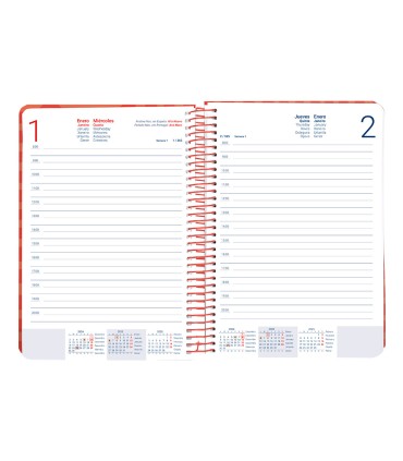 Agenda espiral liderpapel syro s a5 2025 dia pagina color rojo papel 60 gr