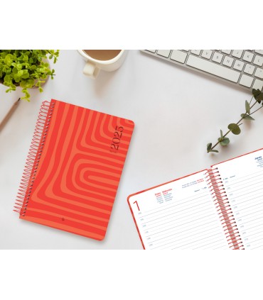 Agenda espiral liderpapel syro s a5 2025 dia pagina color rojo papel 60 gr