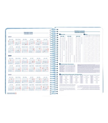 Agenda espiral liderpapel syro s a5 2025 dia pagina color azul papel 60 gr