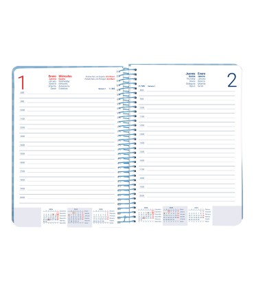 Agenda espiral liderpapel syro s a5 2025 dia pagina color azul papel 60 gr