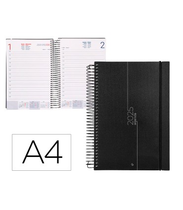 Agenda encuadernada liderpapel olbia a4 2025 dia pagina color negro papel 60 gr