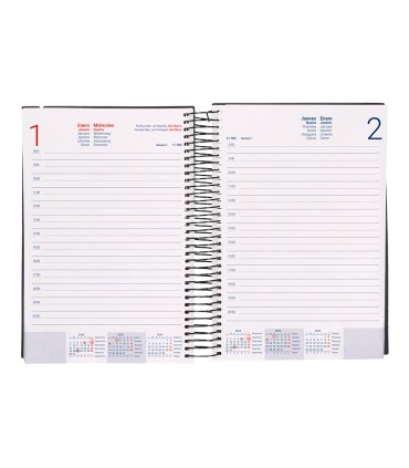 Agenda encuadernada liderpapel olbia a5 2025 dia pagina color negro papel 60 gr