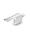 Cargadores de bateria belkin dual usb-a charger 1m a-c 24w blanco